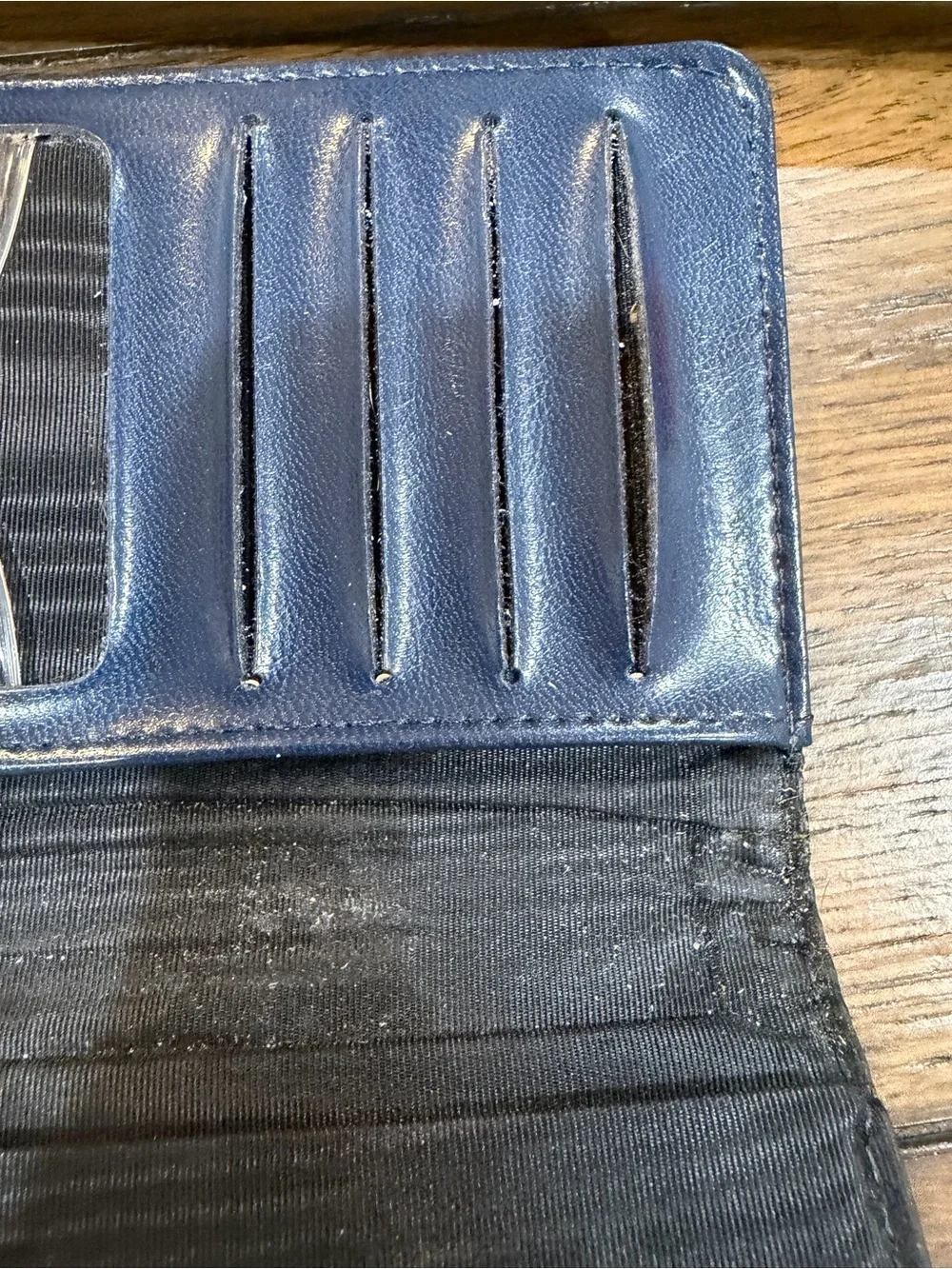 Source Unknown navy leather